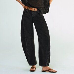 Free People Good Luck Barrel Jeans Black Sz 26